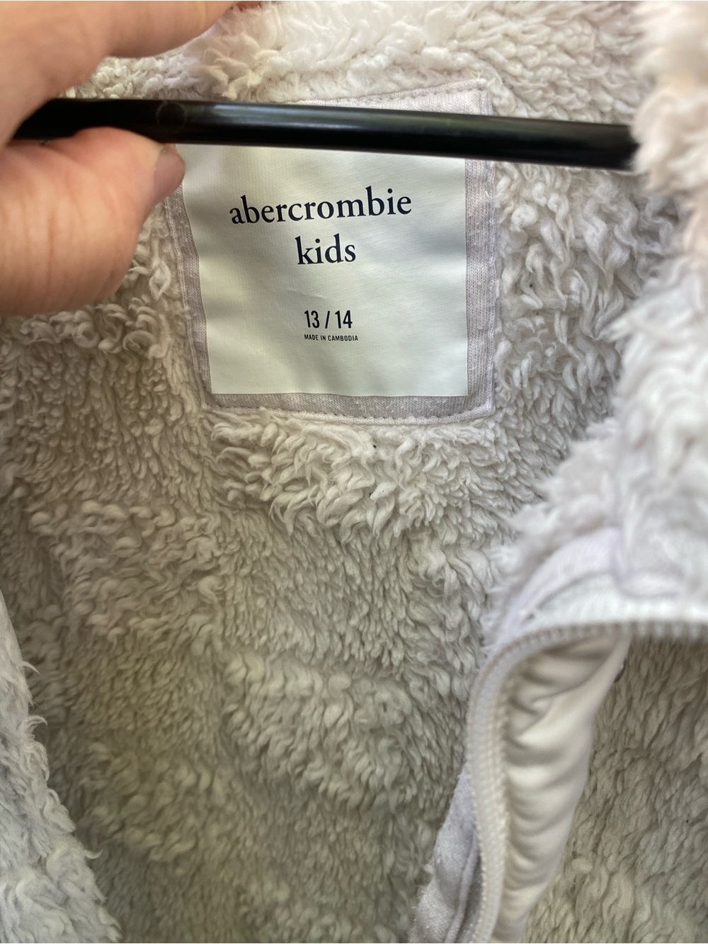 Abercrombie Kids Sherpa Fleece Zip Jacket Girls 13/14 Ivory Cozy - Picture 4 of 5